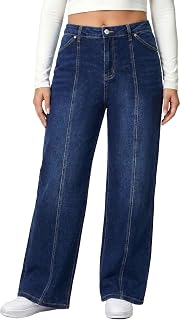 Eytino Plus Size Wide Leg Jeans High Waisted Stretchy Denim Pants