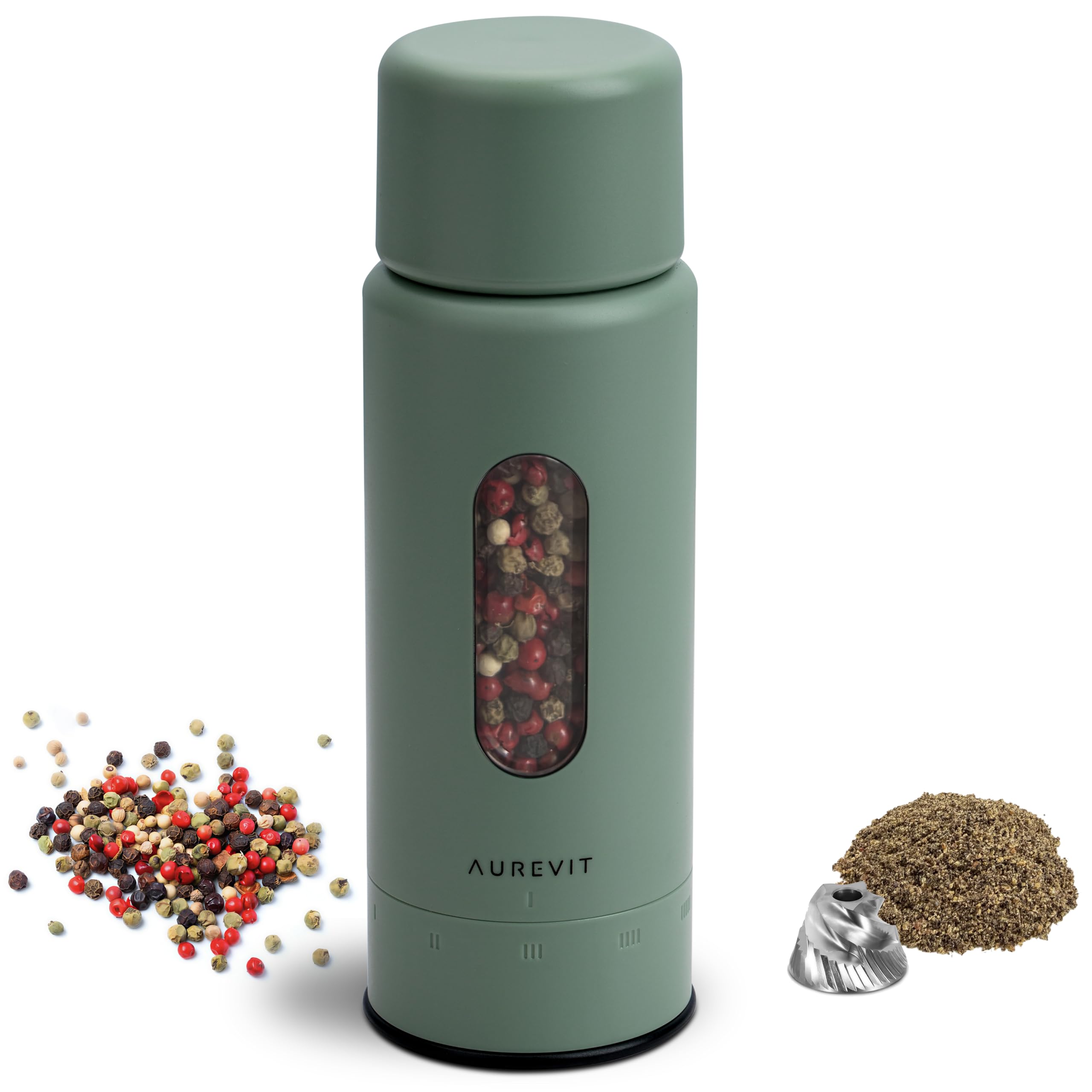 Aurevit Manual Pepper Grinder, Single Pepper Mill with 420 Stainless Steel Core,