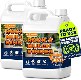 JDiction Mulch & Rock Glue, Ready-to-Use Bed and Border Bond, 2 Gallon | For rubber mulch, bark & driveways, heavy-duty erosion control, dries clear and matte, non-toxic, Green Leaf Certified