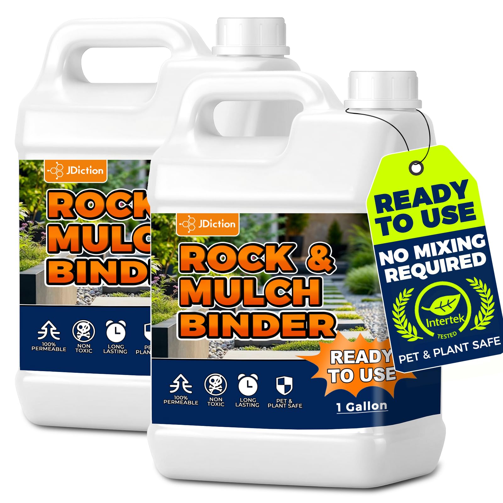 JDiction Mulch & Rock Glue, Ready-to-Use Bed and Border Bond, 2 Gallon | For rub