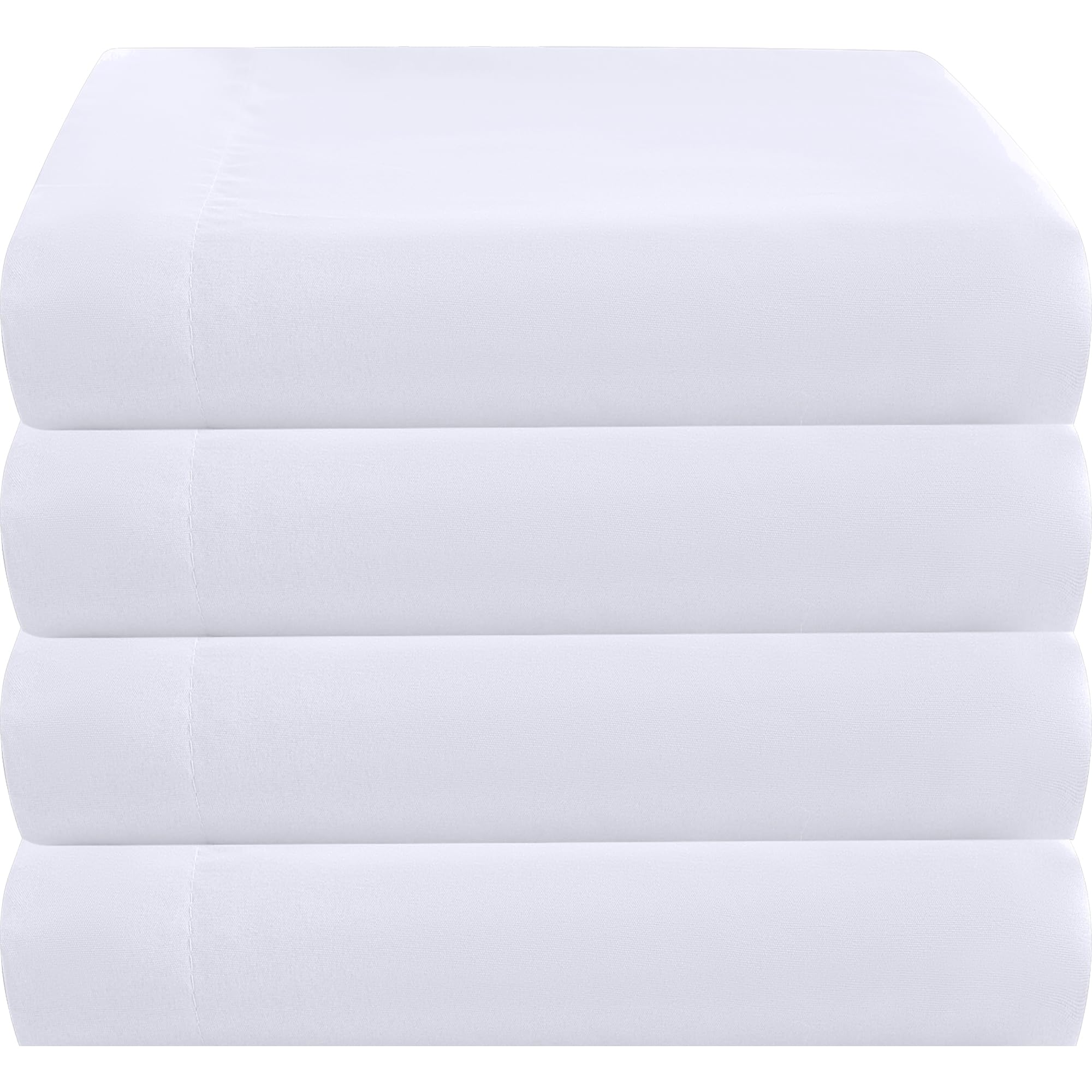 ZPECC Twin Flat Sheets Only White 4 Pack, Color-Coded Hem Threads | Bulk 66x96 E