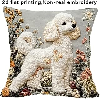 Timeless Dog Pillow Case - 18" x 18" 2D Pattern Linen Cushion Case with Hidden Zipper