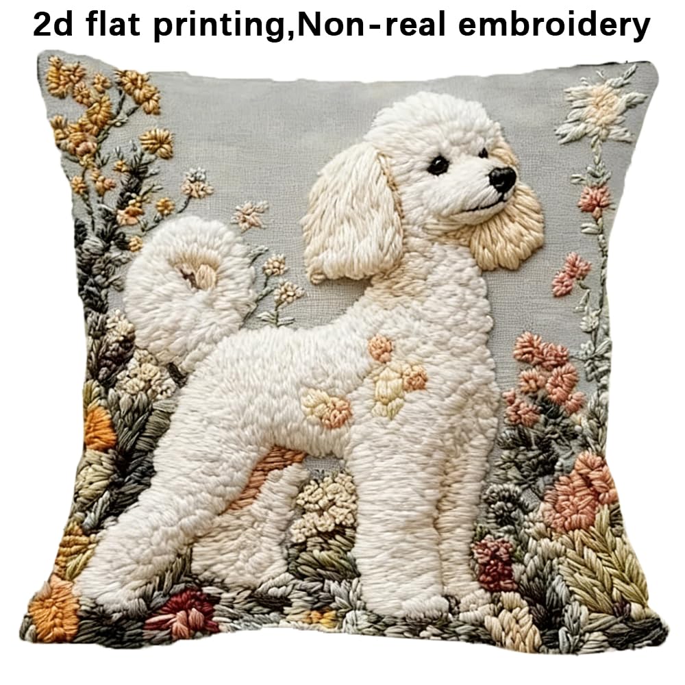 Timeless Dog Pillow Case - 18" x 18" 2D Pattern Linen Cushion Case with Hidden Z