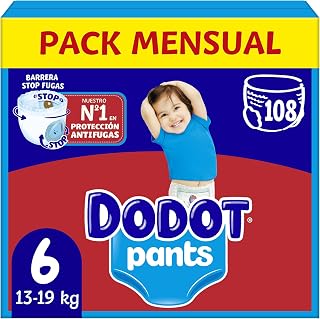 Dodot Baby Pants Diapers, Size 6, 13-19 kg, 108 Diapers, 360° Fit Anti-Leak | 360° adjustment helps prevent leaks, extra soft and easy to put on and take off, full freedom of movement
