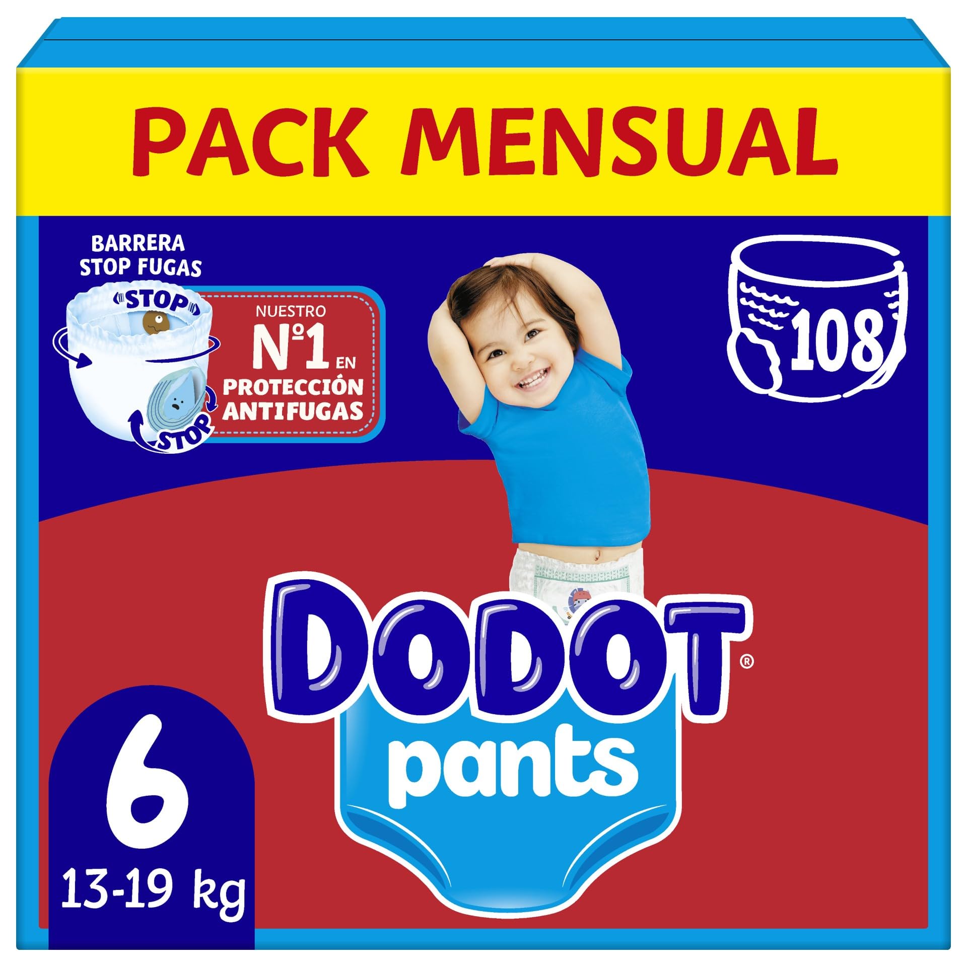 Dodot Baby Pants Diapers, Size 6, 13-19 kg, 108 Diapers, 360° Fit Anti-Leak | 36