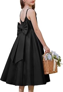 Arshiner Flower Girl Dress with Big Bow Elegant Sleeveless A-Line Ball Gown