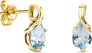 Orovi 0.40Inch 14K Gold Earrings for Women in 14K White Gold/Yellow Gold 585 with Pear-Shape Rubies/Sapphires/Emeralds/Blue Topaz/Amethysts Gemstones, Handmade Jewelry for Women, Dangle Earrings