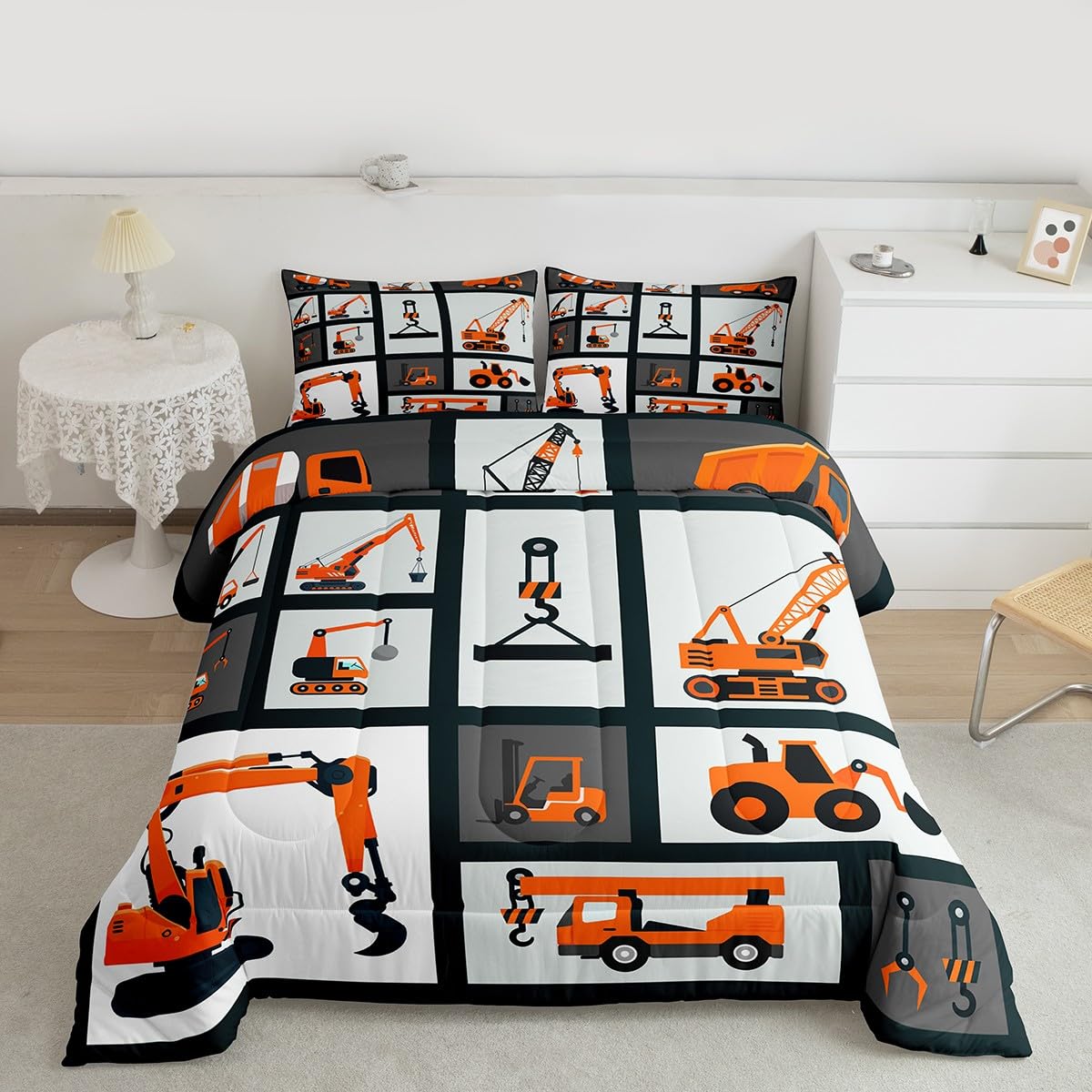 Feelyou Boys Construction Bedding Set Full Size Bedding Set 3Pcs