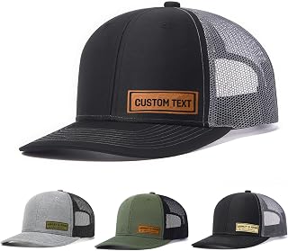 Custom Hats for Men Women Personalized Baseball Caps Leather Patch Trucker Hat for Adult Adjustable Custom Hats