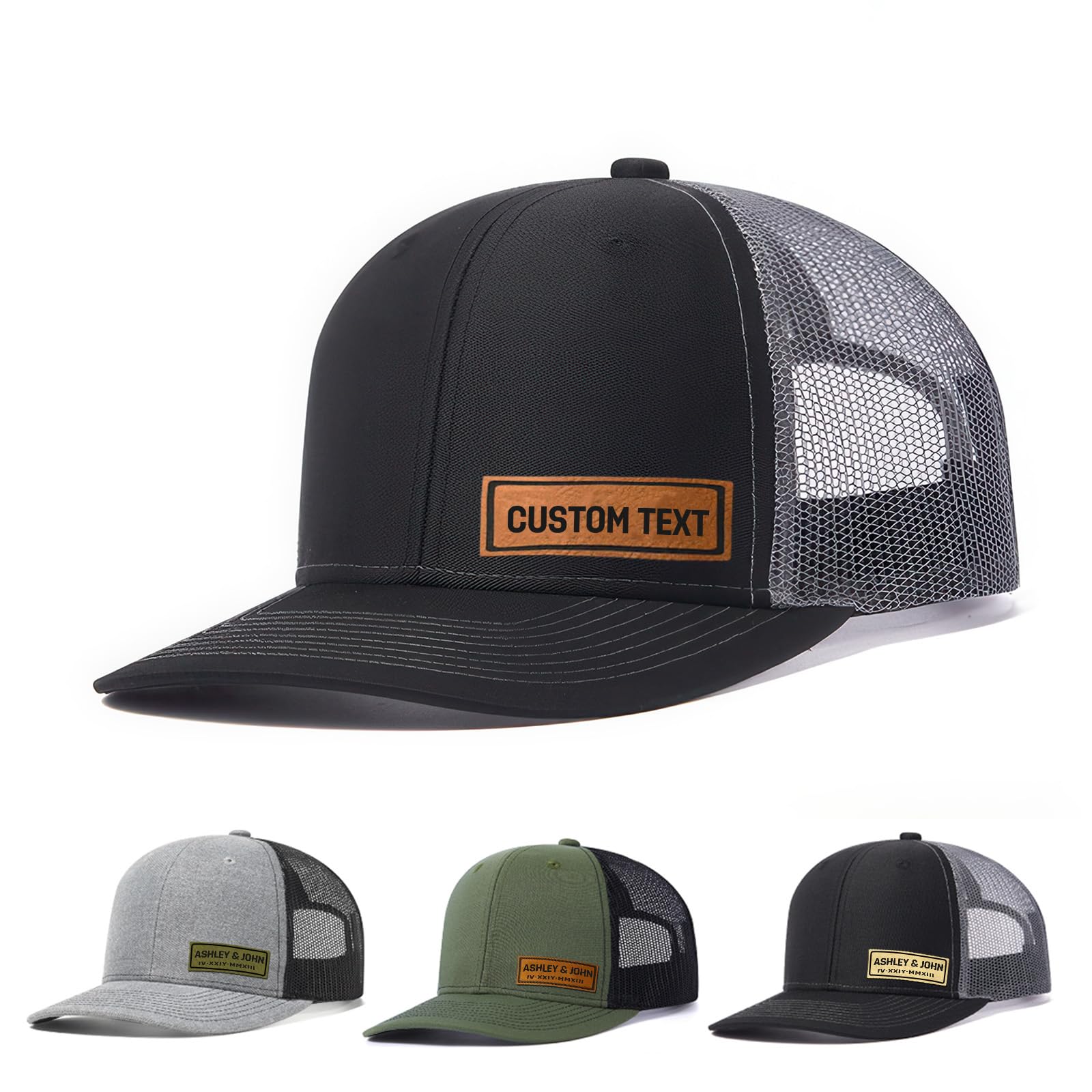Custom Hats for Men Women Personalized Baseball Caps Leather Patch Trucker Hat f