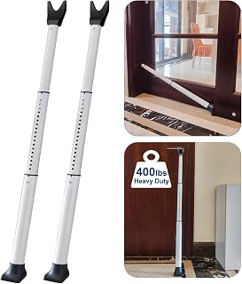 Rerishom 2 Pack Door Security Bar, Heavy Duty Patio Door Lock,White | Locking Security Bar for Door, Adjustable Home Security Barricade for Apartment, Hotel Room and Screen Door