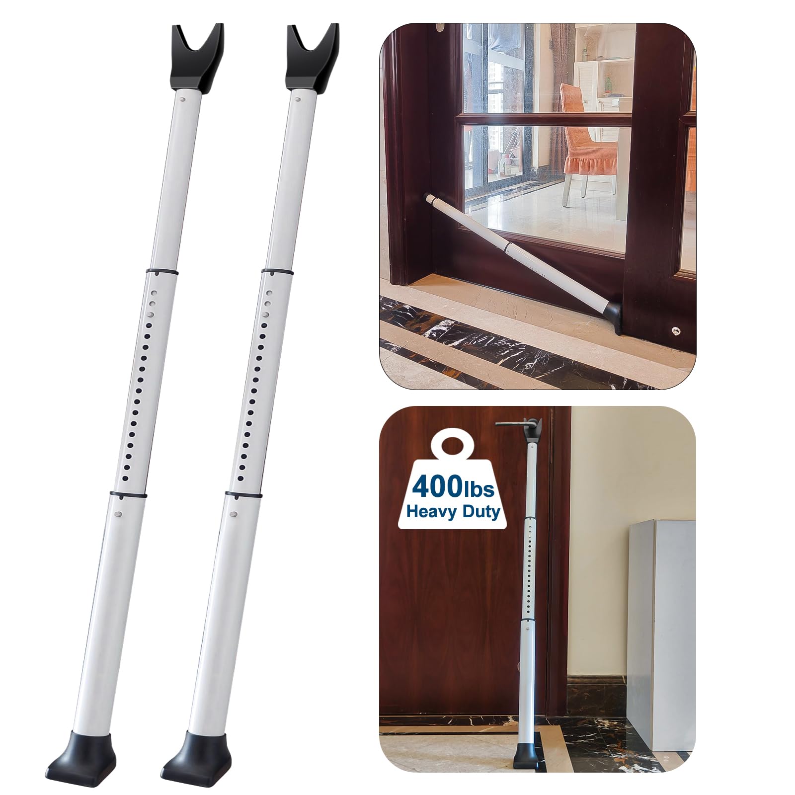 Rerishom 2 Pack Door Security Bar, Heavy Duty Patio Door Lock,White | Locking Se