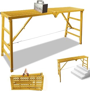 Foldable Scaffolding Platform, 70.8x15.2x36.2-62 Inch | 770 Lbs Capacity, Adjustable Height Industrial Step Ladders, Ideal for Painting, Wiring and Home Decor