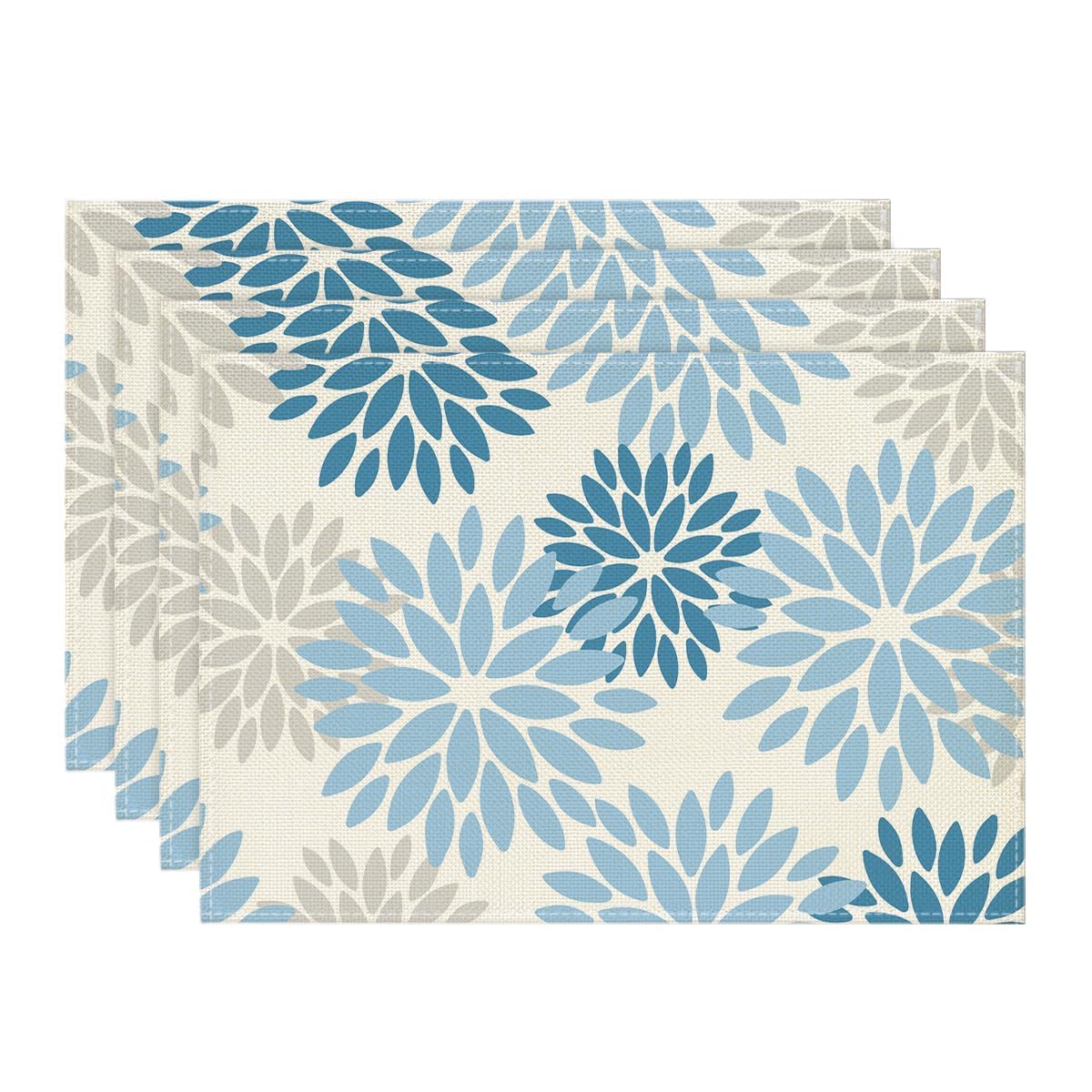 Artoid Mode Set of 4 Winter Floral Placemats, 30 x 45 cm, Washable for Kitchen, 