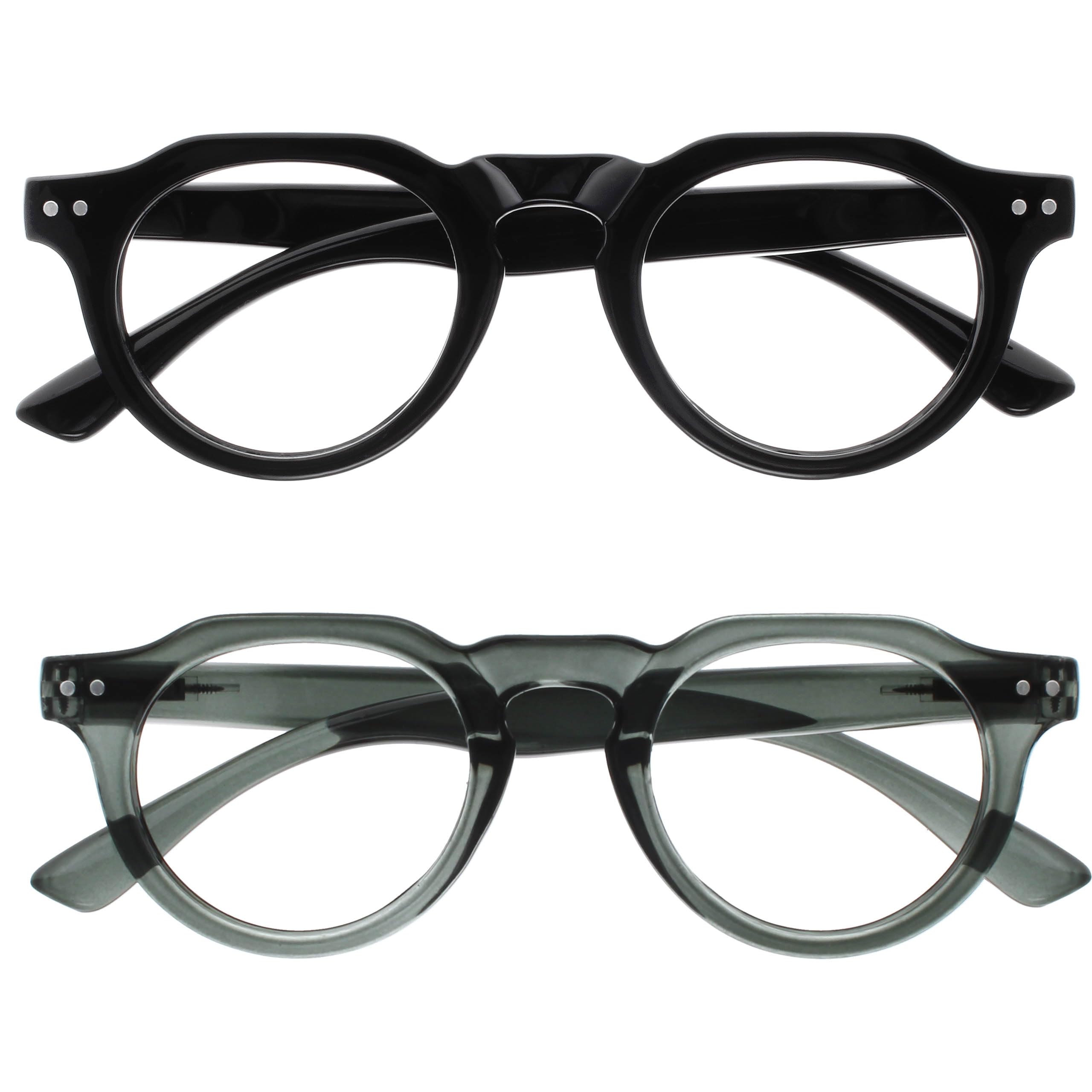 OPULIZE RIO Set of 2 Anti-Blue Light Reading Glasses - Frame with Flat Top Edge 