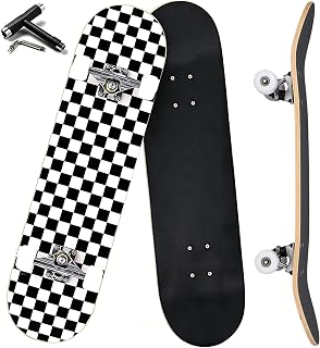 ANYFUN Pro Complete Skateboards for Beginners Girls Boys Kids Youths Teens Adults 31"x8" Skate Boards 7 Layers Canadian Maple Double Kick Deck Concave Longboard
