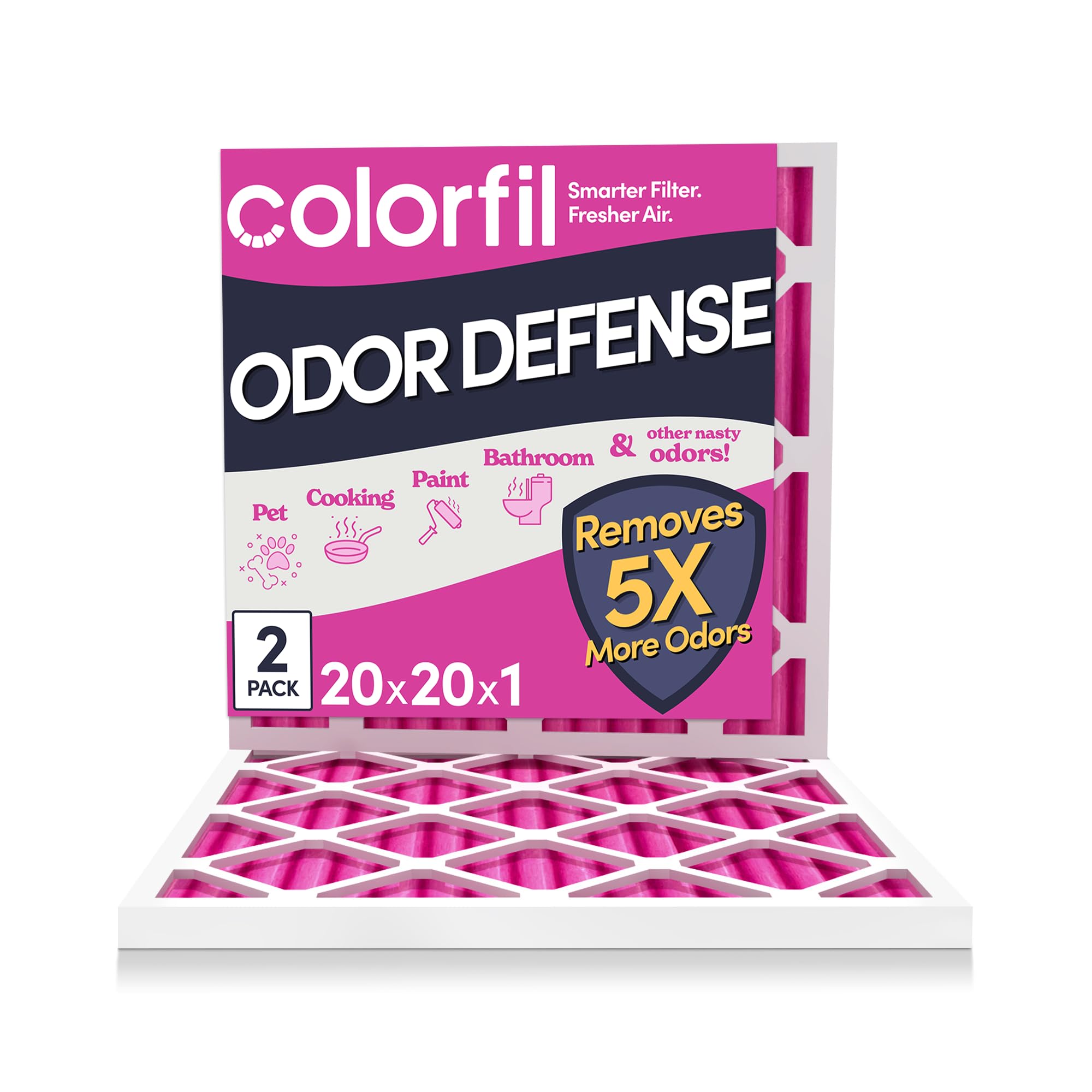 Colorfil 20x20x1 Air Filter (2-Pack) | Made in the USA | Color Changing | Remove