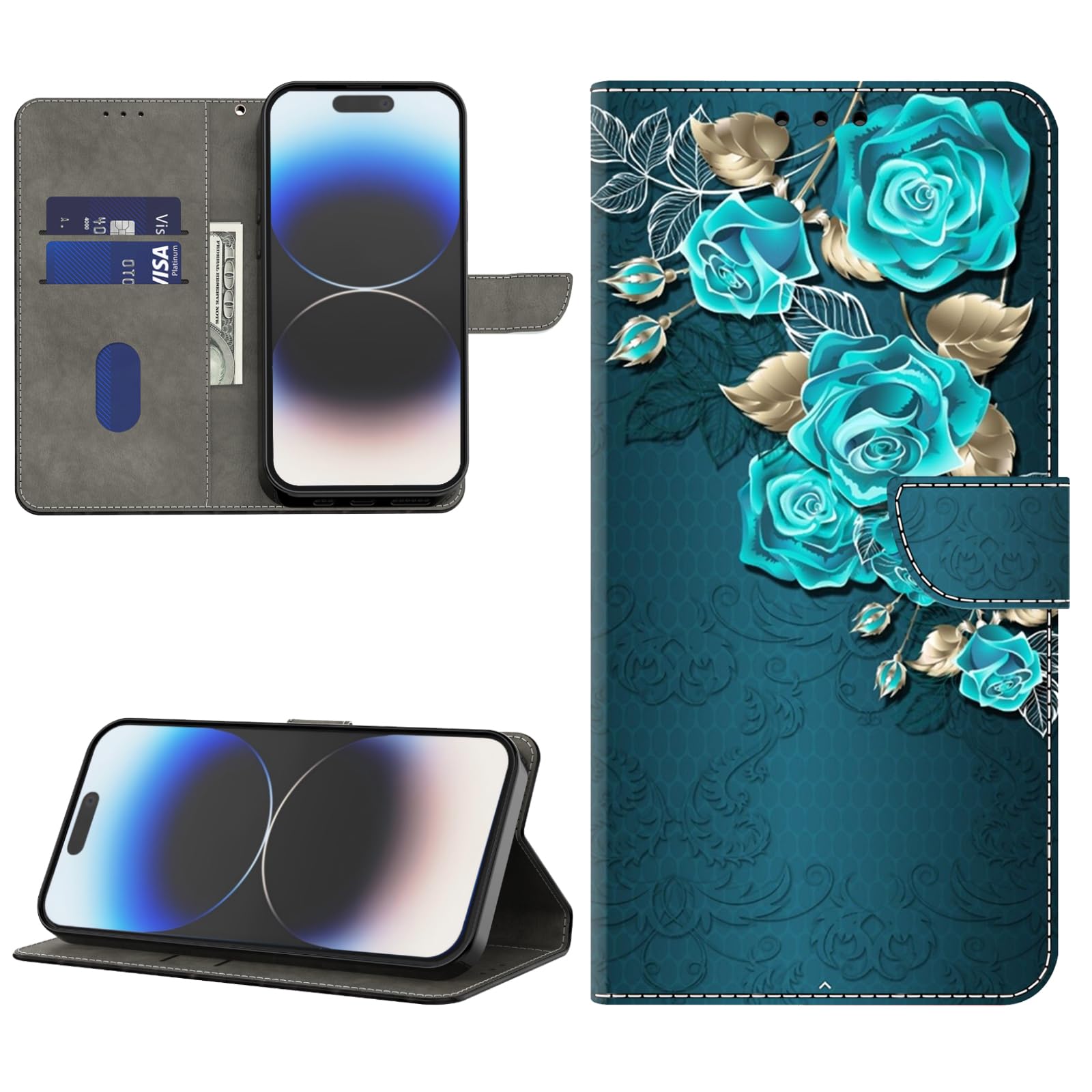 BOLELAW Case for Samsung Galaxy A14 5G/4G, Blue Rose