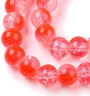 Approx 50pcs 6mm Clear Crackle Glass Round Beads Handmade for DIY Bracelet Earring Jewelry Accessories