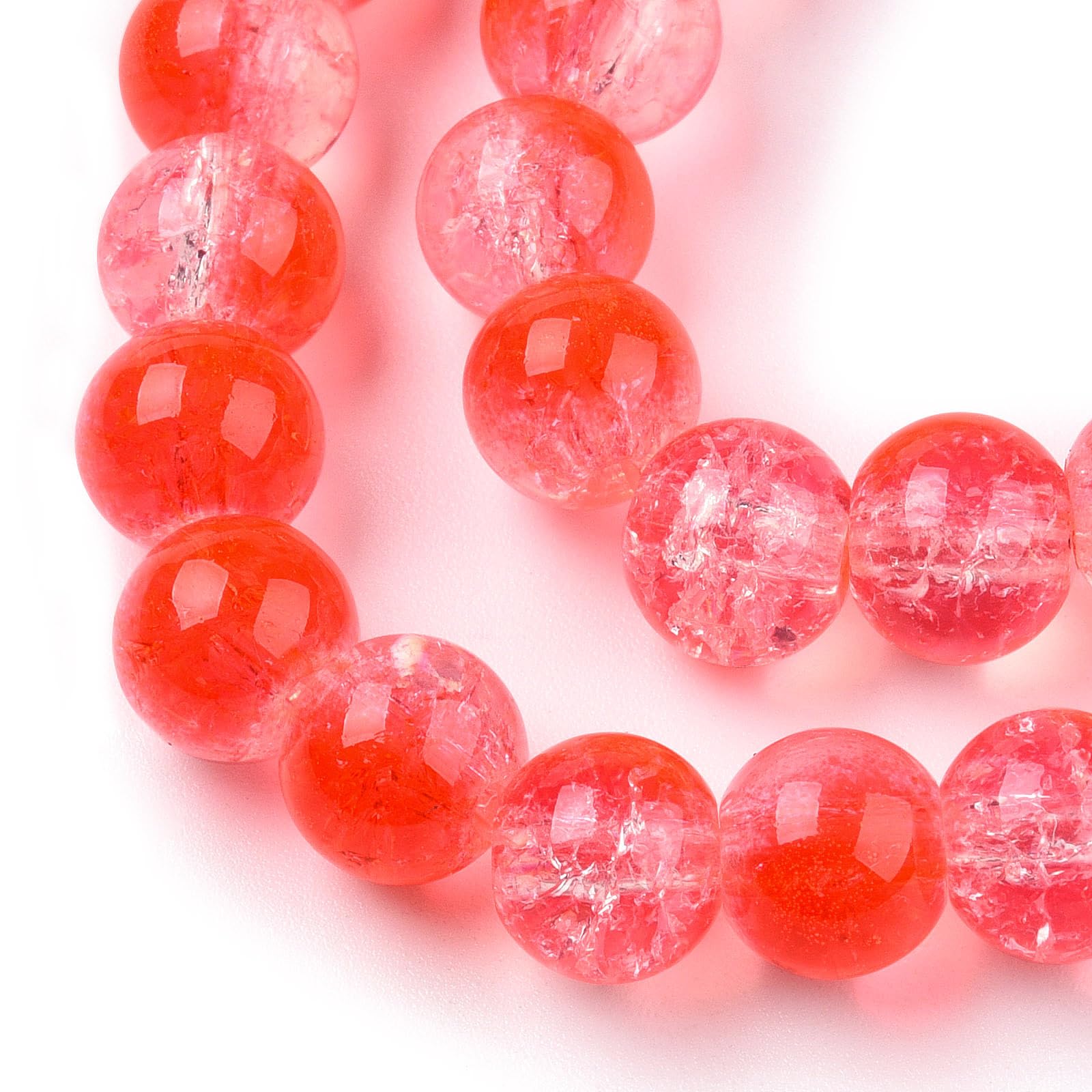 Approx 50pcs 6mm Clear Crackle Glass Round Beads Handmade for DIY Bracelet Earri