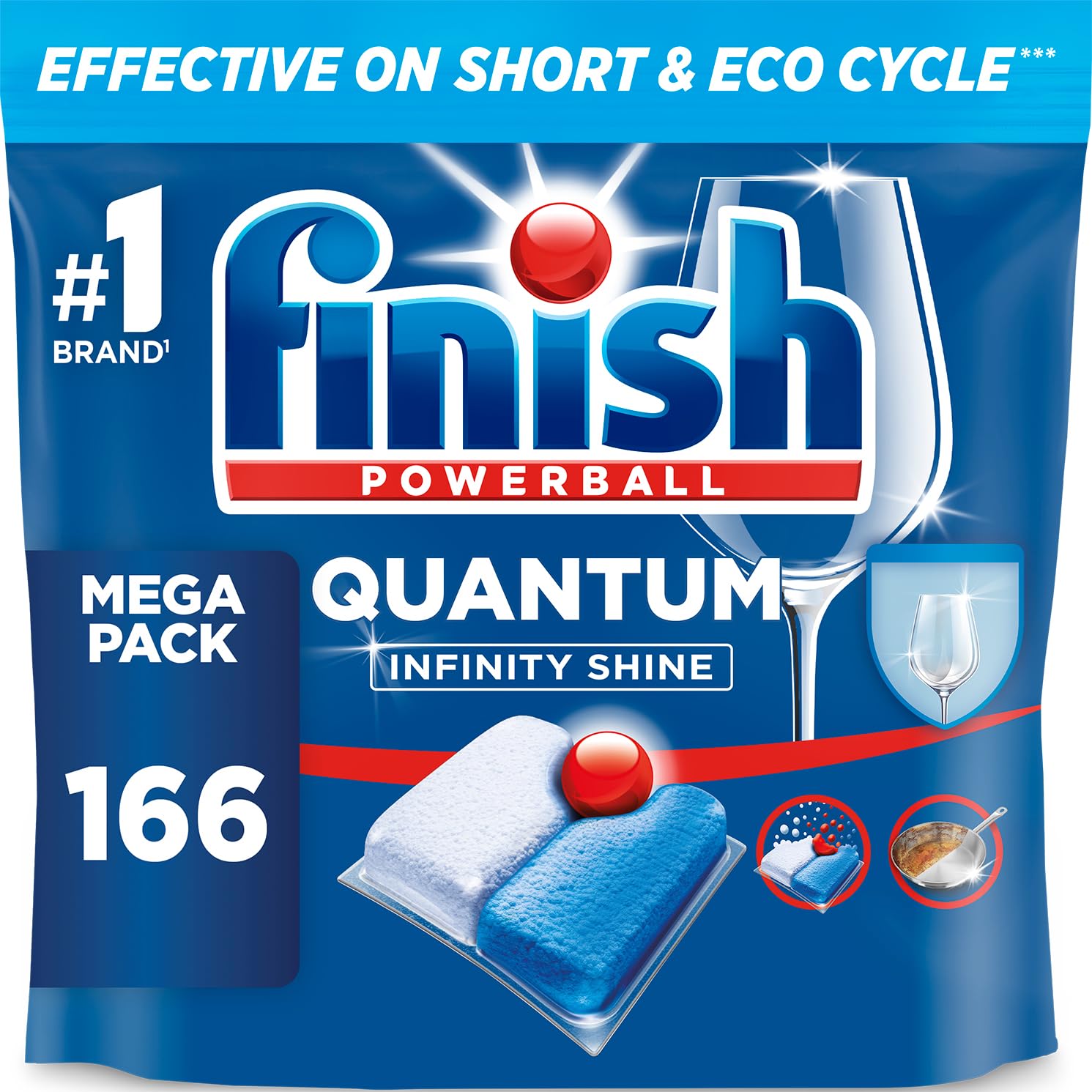 Finish Quantum Infinity Shine, Dishwasher Tablets, Fresh (2x83) 166 | Fast disso