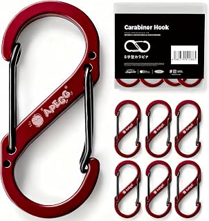 APEGG Climbing Carabiner, Set of 6, S-Shaped, Lightweight, Rustproof, High Hardness Aluminum Alloy, Load Capacity 66.1 lbs (30 kg), Black