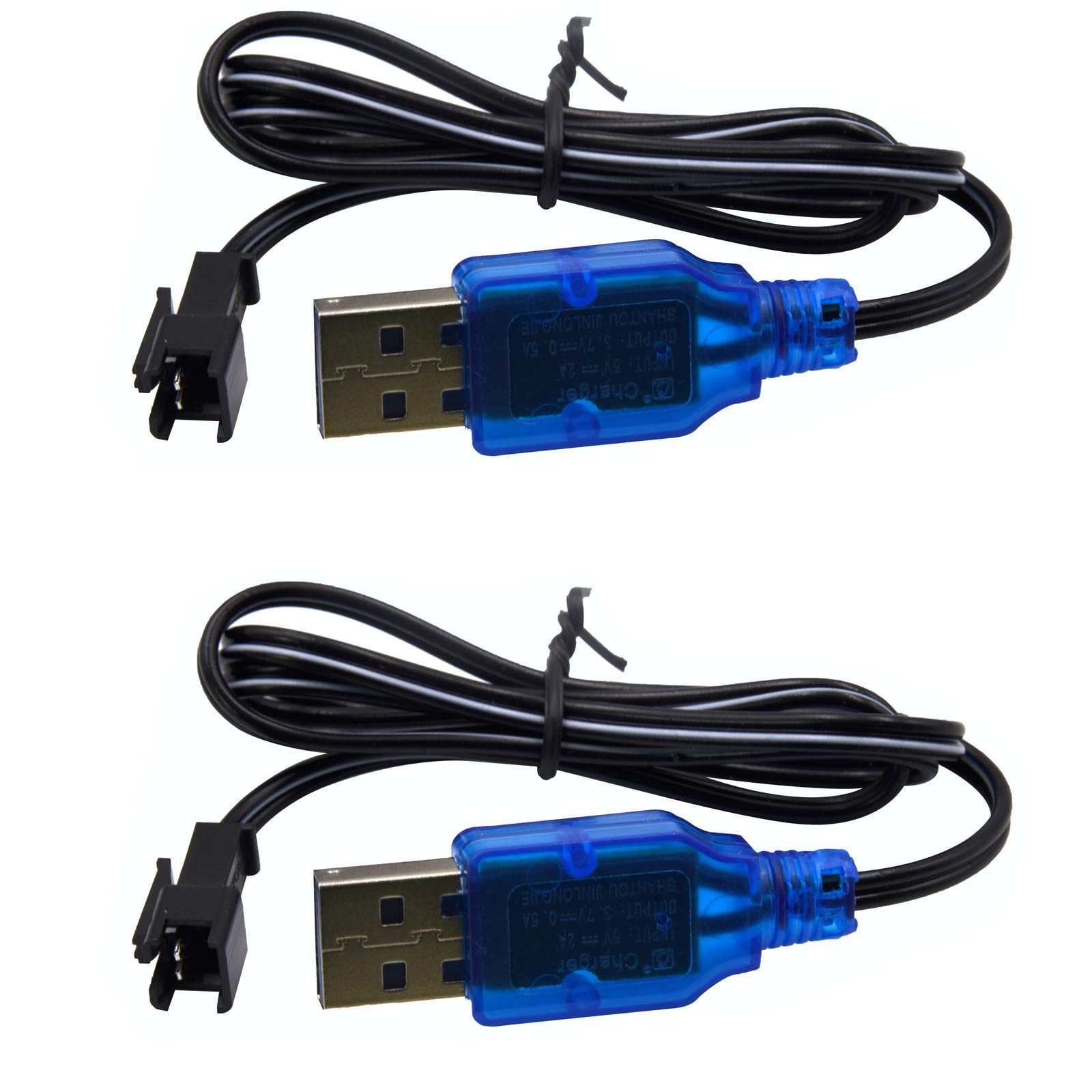 Blomiky 2 Pack 3.7V 0.5A Lithium Battery Charge Cable with SM-2P Black Plug for 
