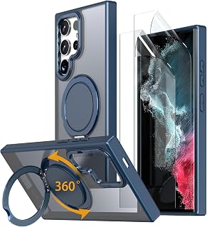 for Samsung Galaxy S22 Ultra/S23 Ultra Case 360 Magnetic Stand Blue