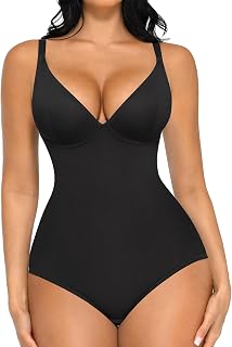 FeelinGirl Deep V Neck Shapewear Bodysuit Women Tummy Control Body Suits