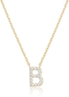 PAVOI Initial Necklace for Women, 14K Gold Plated Cubic Zirconia Pendant