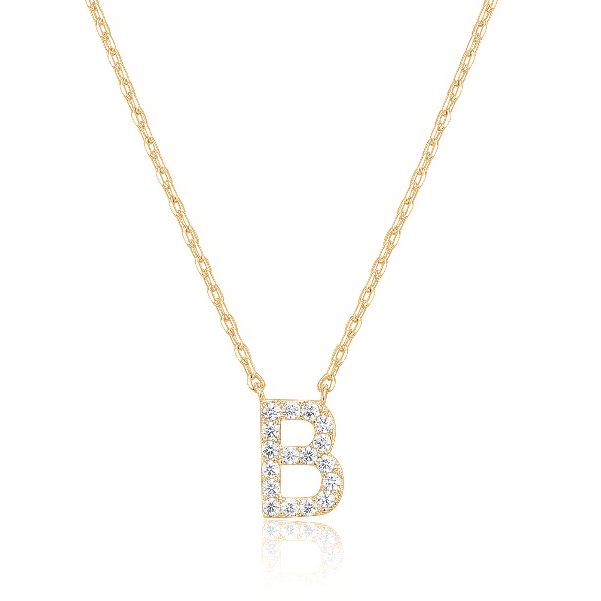PAVOI Initial Necklace for Women, 14K Gold Plated Cubic Zirconia Pendant
