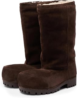 Agodor Snow Boots for Women,Suede Platform Fuzzy Winter Boots,Warm Faux Fur Slip On Round Toe Chunky Hippy Comfort Fashion High Boots