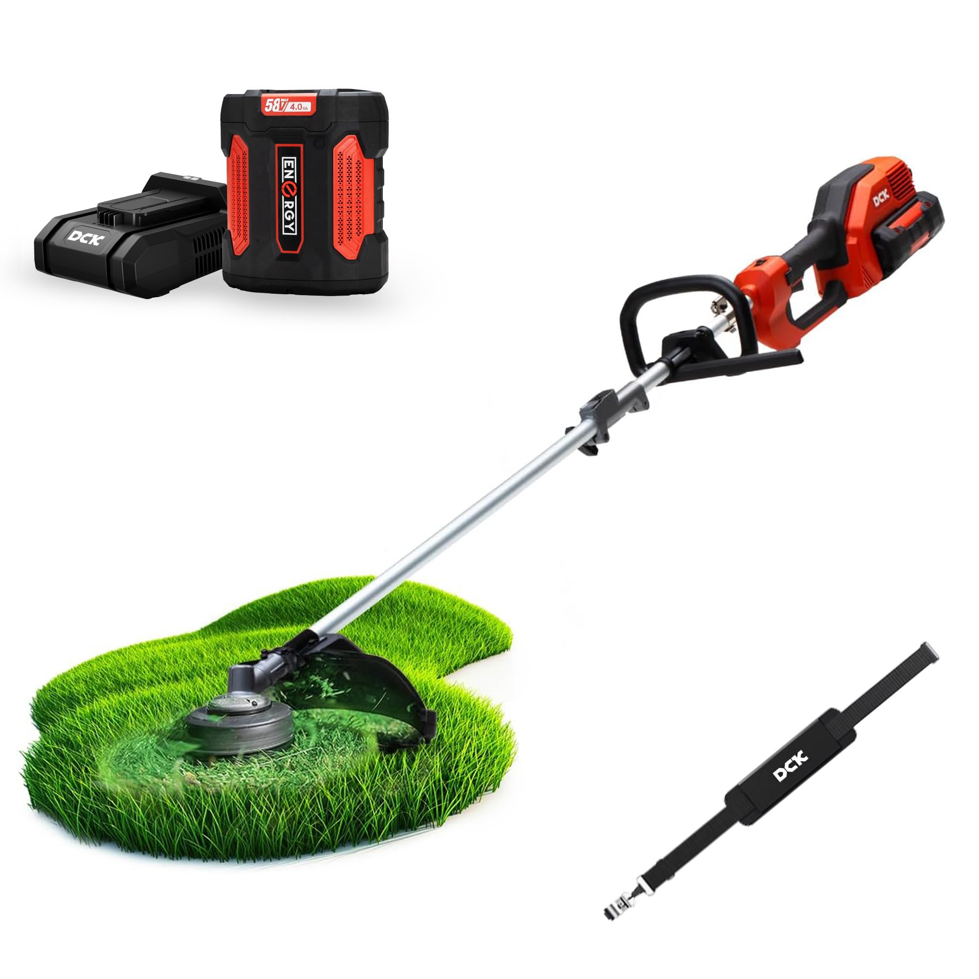 DCK 58V Cordless String Trimmer 15 Inch, Brushless Multi-Head Weed Eater | 4.0Ah