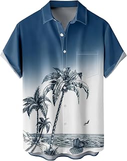Hawaiian Shirts for Men Loose Short Sleeve Mens Beach Shirts Resort Casual Shirts