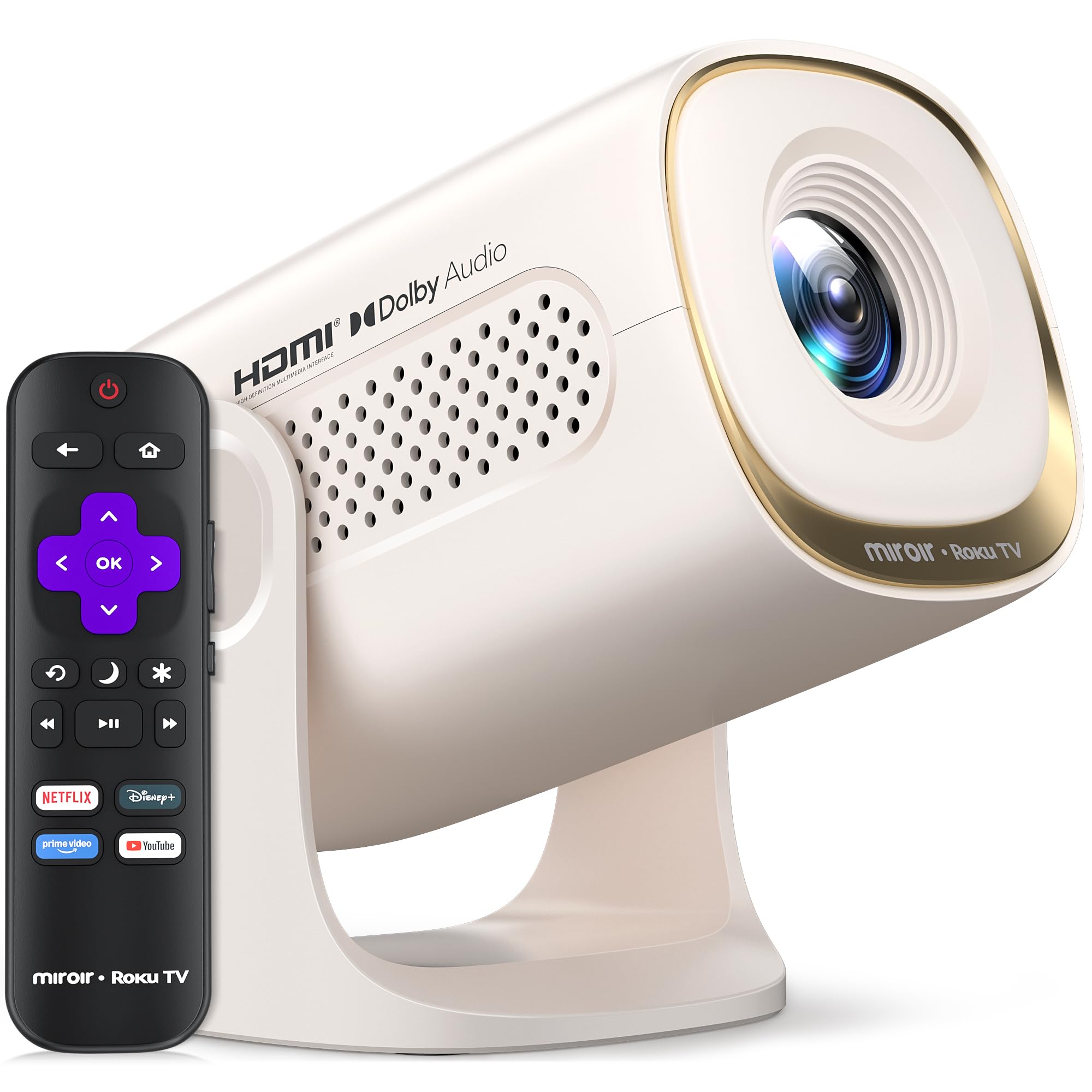 Miroir Roku TV Smart Projector with WiFi and Bluetooth, 150 ANSI, Dolby Audio, 2