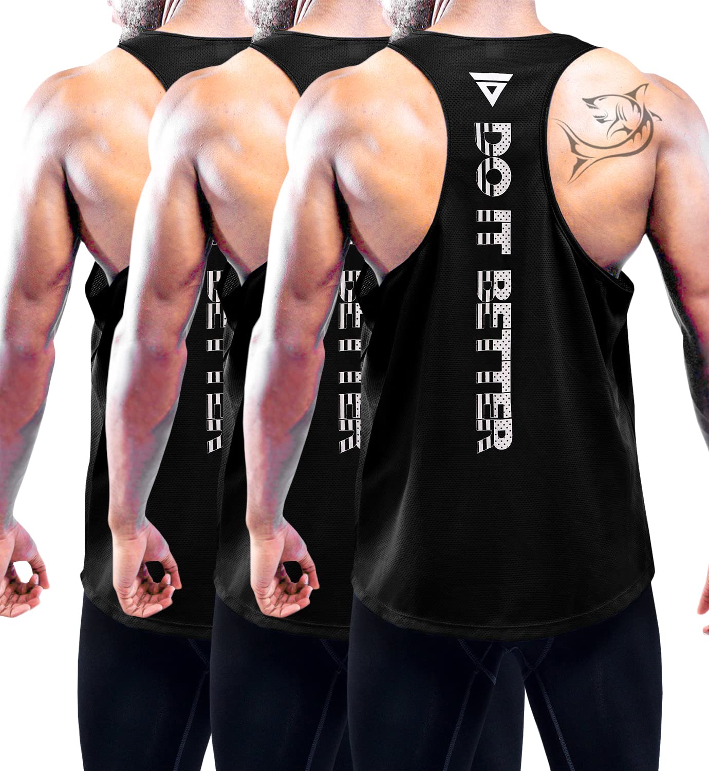 Boyzn 3 Pack Men's Tank Tops Summer Sleeveless Breathable Gym Workout Gym Bodybu