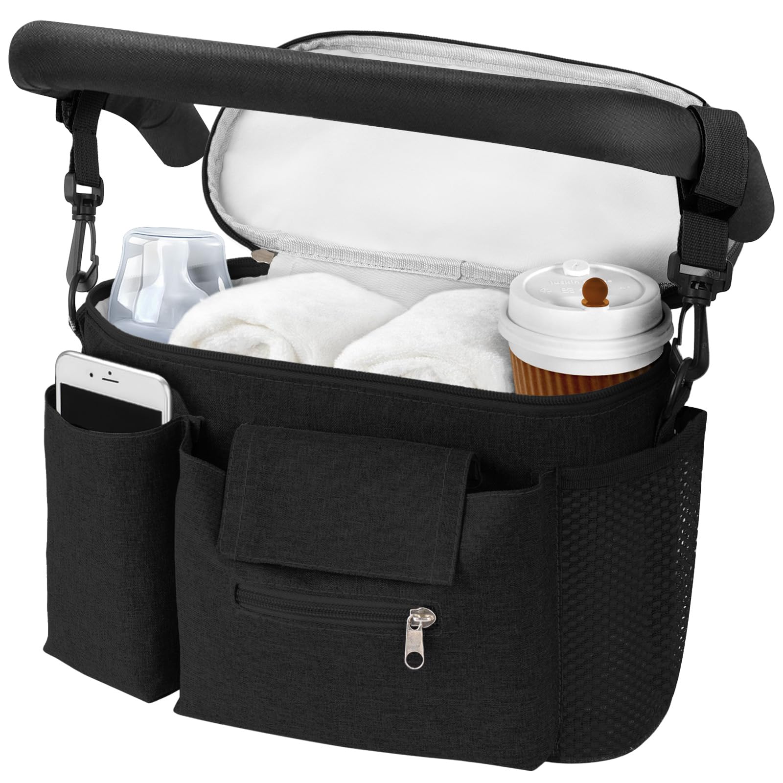 HOTUT Pram Bag,Upgraded Pram Organiser with Touch Screen Phone Pocket,Stroller O