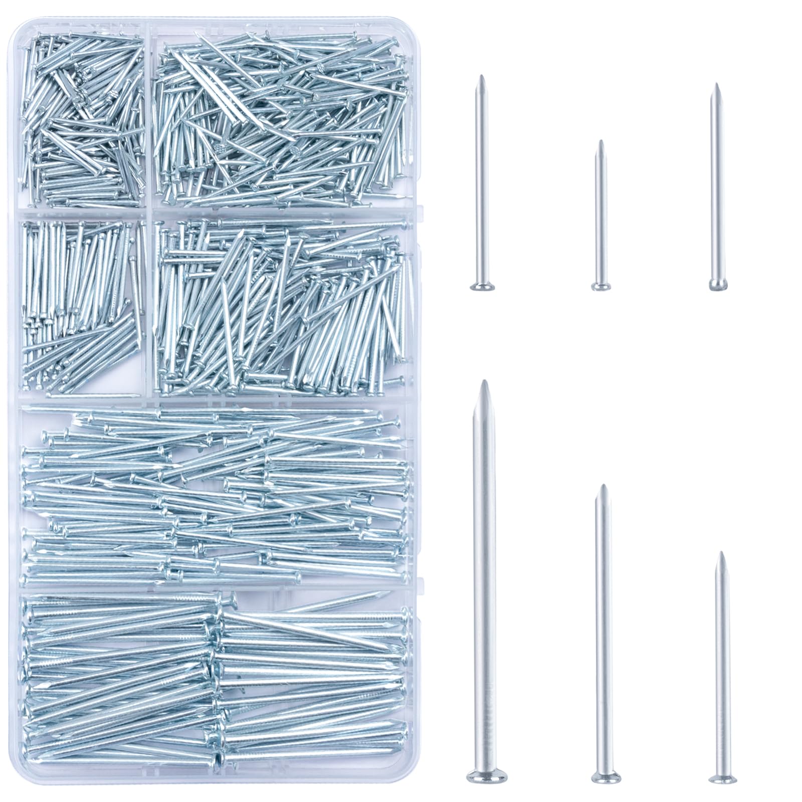 KURUI 700pcs Hardware Nails for Hanging Pictures, Up to 2"-Long Finish Nails Ass