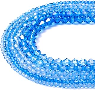 12 Strand Graduated Color Bicone Glass Seed Beads 3/4/6mm Faceted Crystal Tiny Waist Beads Loose Spacer DIY Friendship Bracelet Necklace Jewelry Making Keychain Craft Supplies, Blue