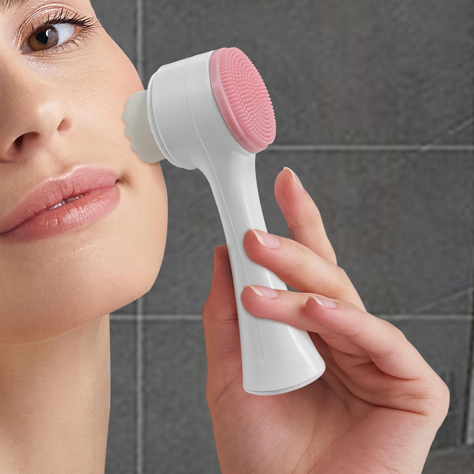 Double Sided Facial Cleansing Brush, Soft Bristles and Silicone Exfoliating Face