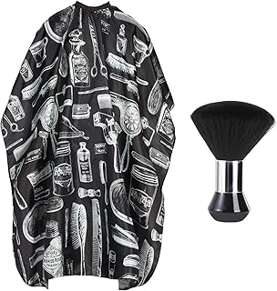 YELEGAI Professional Hair Cutting Cape with Neck Duster Brush, Large Size Salon Barber Cape for Men, Women and Kids(Barber Supplies Pattern)
