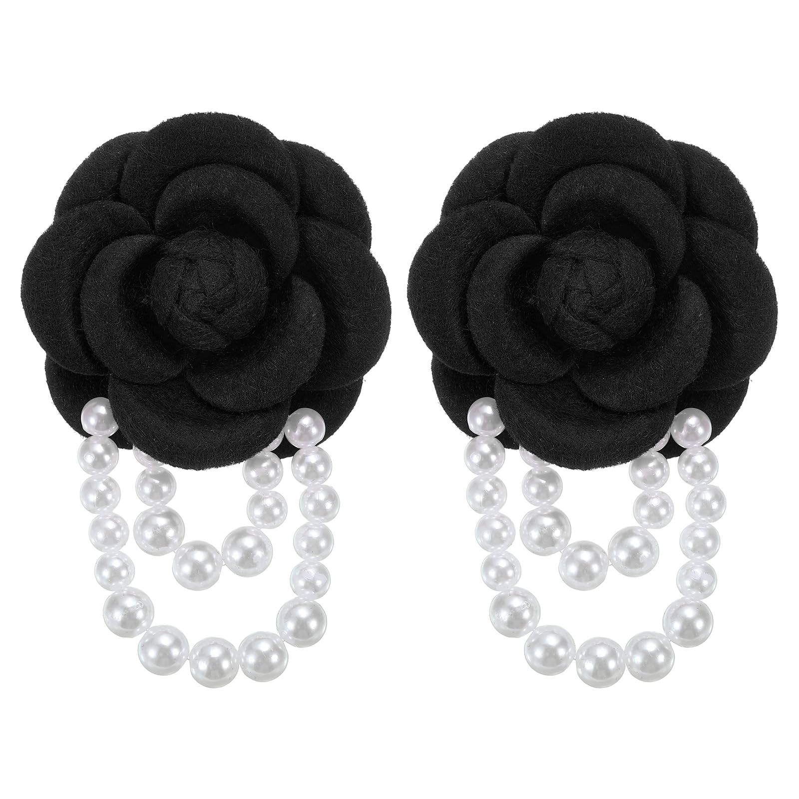 Generic Fabric Camellia Flower Brooch, Elegant Pearl Tassel Brooch Floral Pin Br