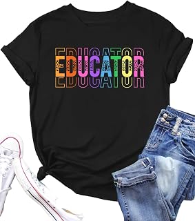 PECHAR ティーチャーシャツ 女性用 ファニーティーチグラフィックTシャツ スクールアウトフィット