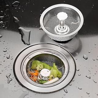 Kitchen Sink Drain Strainer Stainless Steel Drain Filter Anti Clogging Filter 3.2 x 3.2 x 2.1 inch