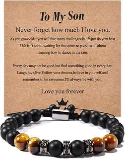 YELUWA Son Gifts from Mom To My Son Bracelet from Mom Men Bracelet | 18 Year Old Boy Gift Valentines day Gift for Him Christmas Birthday Gifts for Boys Gift Idea