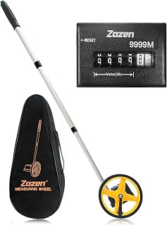 Zozen 6-Inch Measuring Wheel in Meters, Telescopic, One Key to Reset | Metric Units [Up to 9,999m], Starting Point Arrow, Rolling Measurement with Carrying Bag, Adapt Various Roads