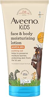 Aveeno Kids Face & Body Lotion for Kids' Sensitive Skin Gruffalo Edition | Non-Greasy and Fragrance-Free Moisturiser Enriched with Soothing Oat, Face and Body Lotion for Kids' Developing Skin