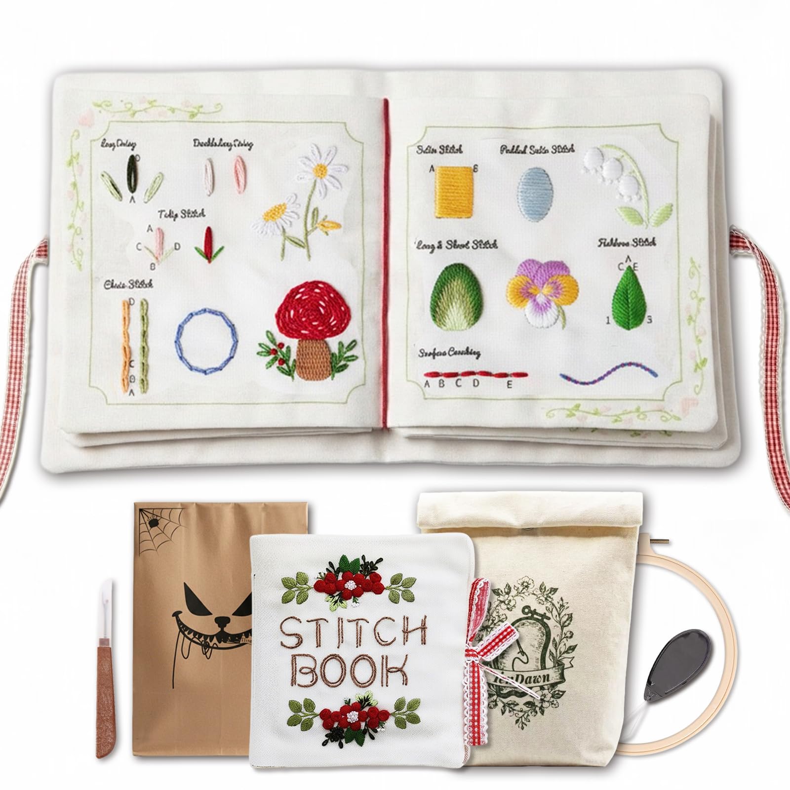 TenDawn Embroidery Stitch Book Kit for Beginners, 32 Essential Stitches | Struct