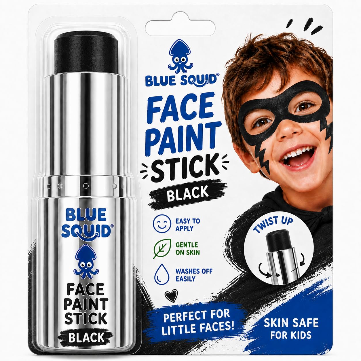 Blue Squid Black Face Paint Stick - Water based Body Paint for Adults & Kids - V