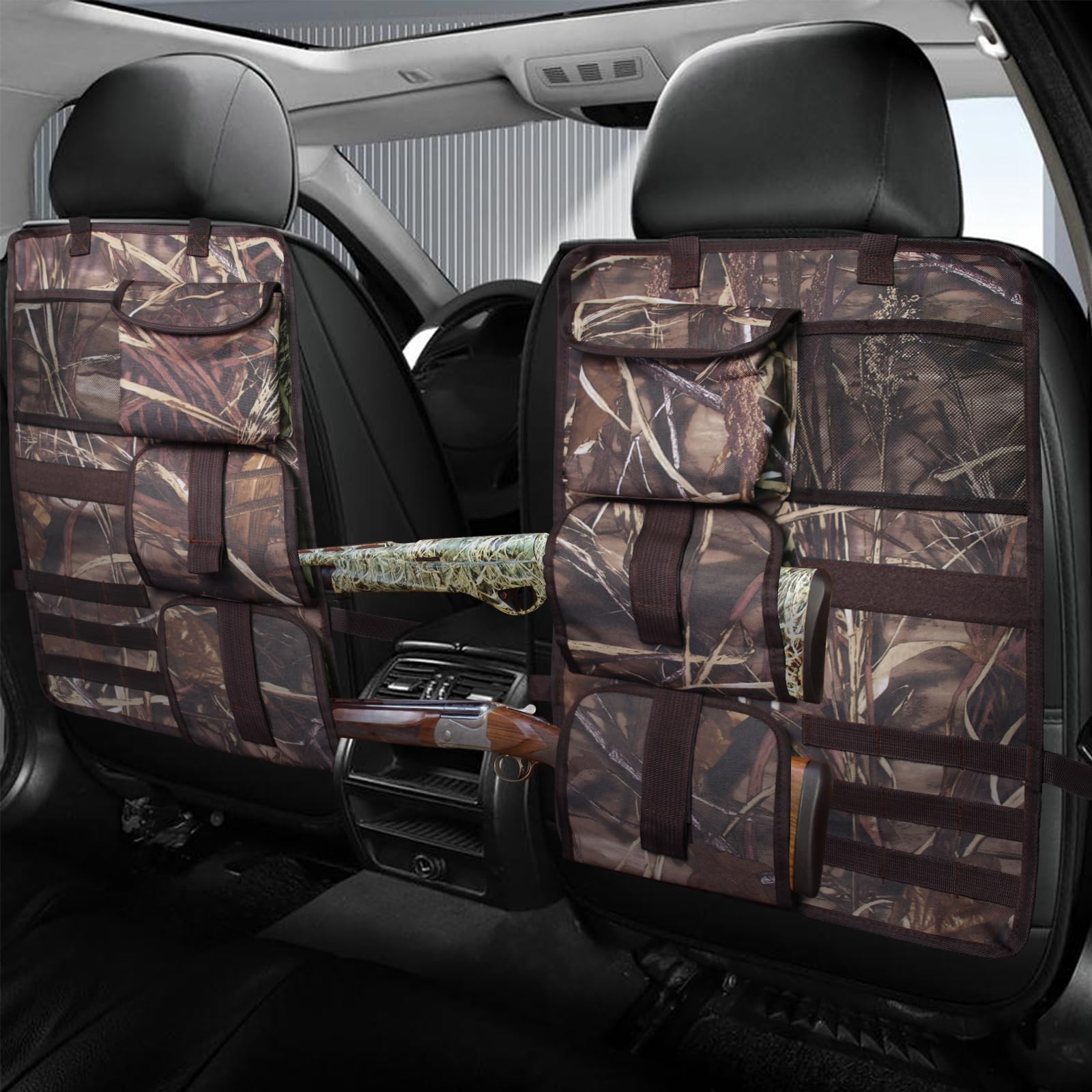 2 Pack Seat Back Gun Rack for Truck, Camo Gun Holder with Molle Panel | Gun Slin